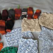 A pile of charity knits