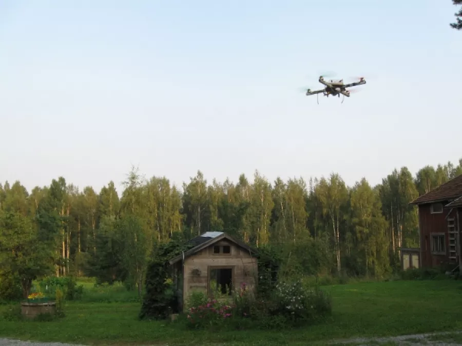 Hubby flying his quadcopter