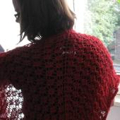 Worsted Knitt - corny red shawl 